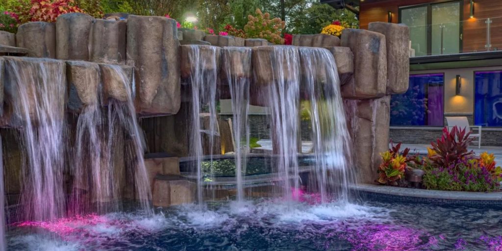  A fountain with water shooting up